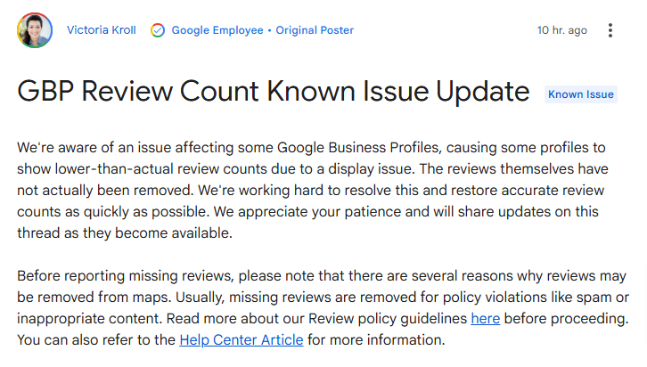 New Google bug may be hiding your reviews